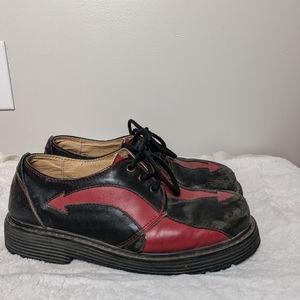 Sha Sha Punk Shoes devil tail black red leather Y2K punk chunky platforms.